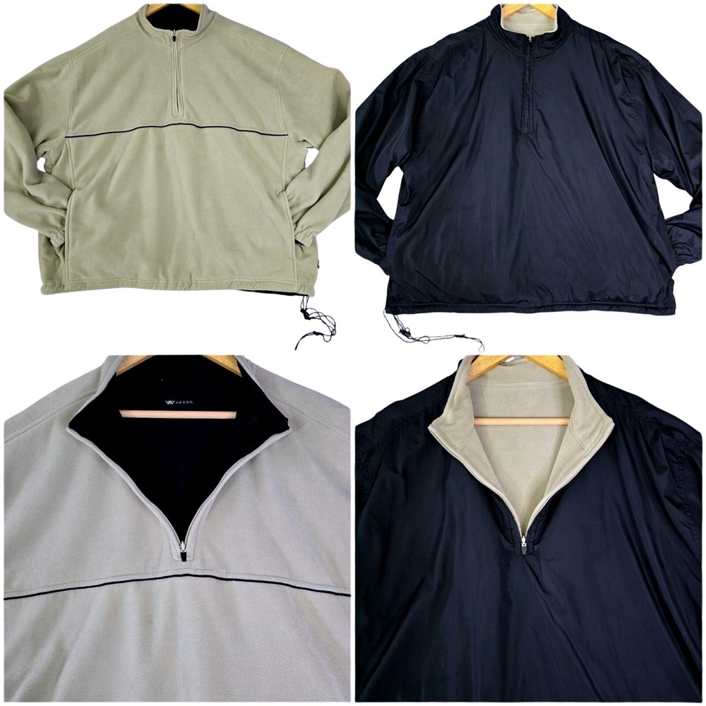 Wedge Golf & Beyond Mens Size XL Reversible 1/4 Zip‎ Pullover Jacket Beige Black